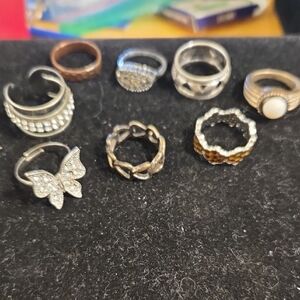 Fashion Silvertone and Goldtone Women's Ring Set